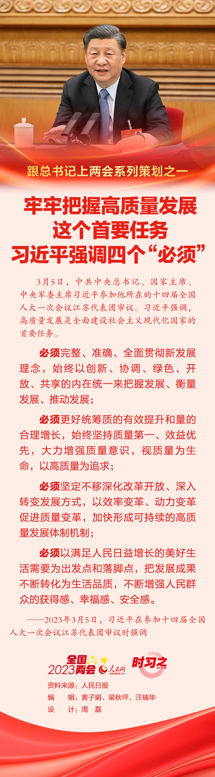 跟總書記上兩會系列策劃之一 牢牢把握高質(zhì)量發(fā)展這個(gè)首要任務(wù)習(xí)近平強(qiáng)調(diào)四個(gè)“必須”